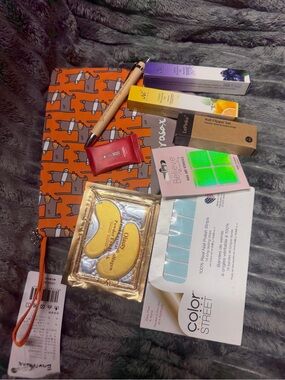 Orange Fox Print Cosmetic Pouch with Beauty Tool Kit
